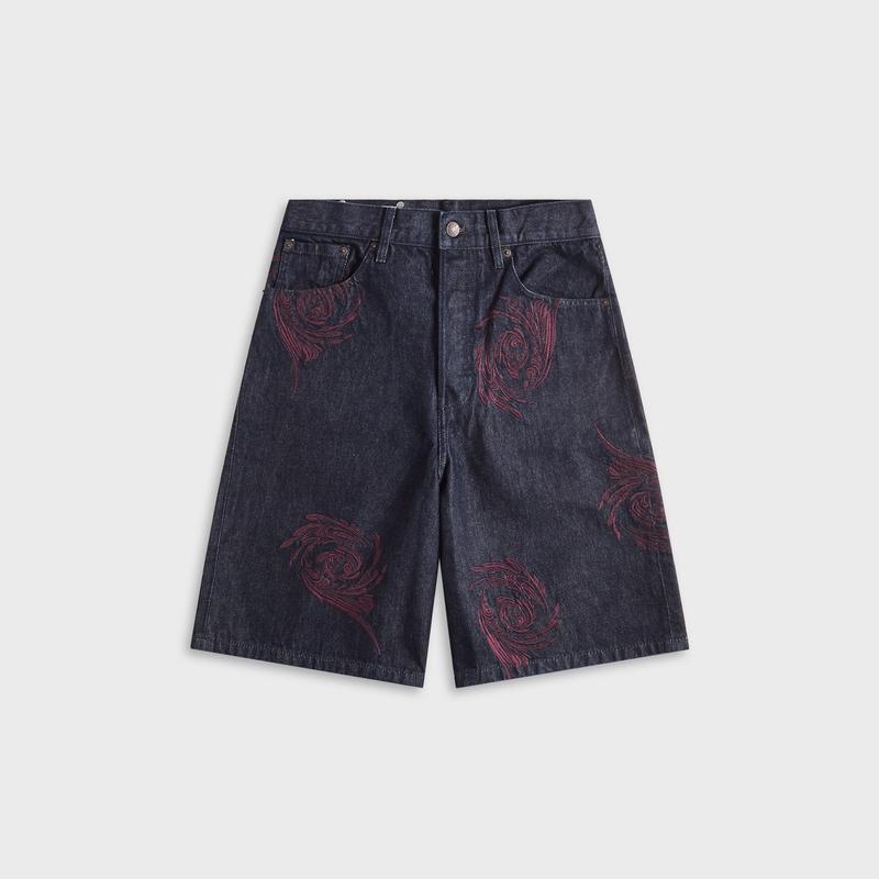Dries Van Noten Embroidered Denim Bermuda Shorts - Indigo
