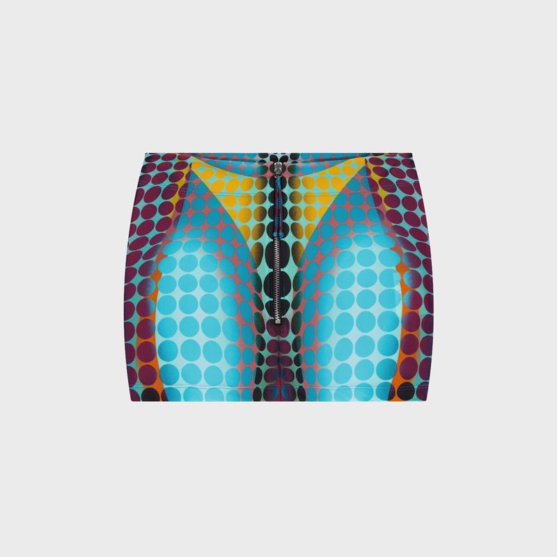 Jean Paul Gaultier Re-Edition Center Front Zip Mini Skirt - Blue Multi
