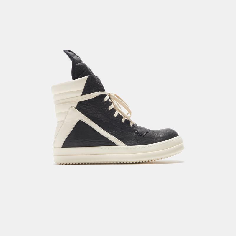 Rick Owens Scarpe Pelle Geobasket - Black / Milk