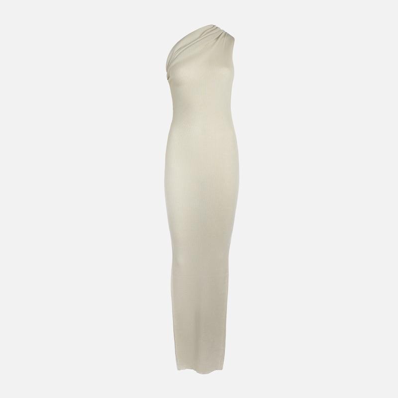 Rick Owens Ribbed One Shoulder Dress - Pearl