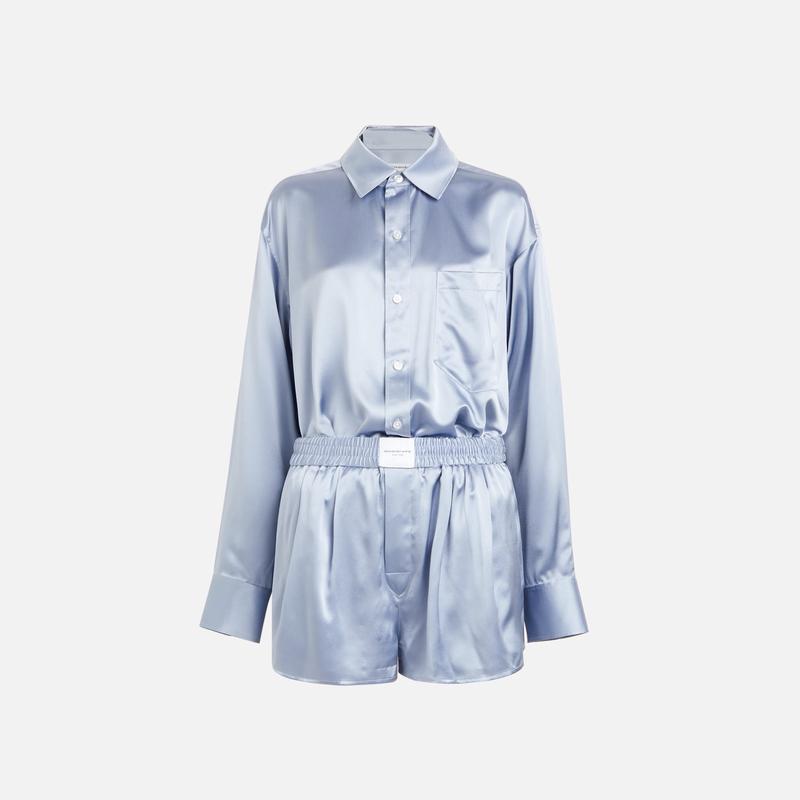 Alexander Wang Button Up Boxer Short Romper - Dark Iris