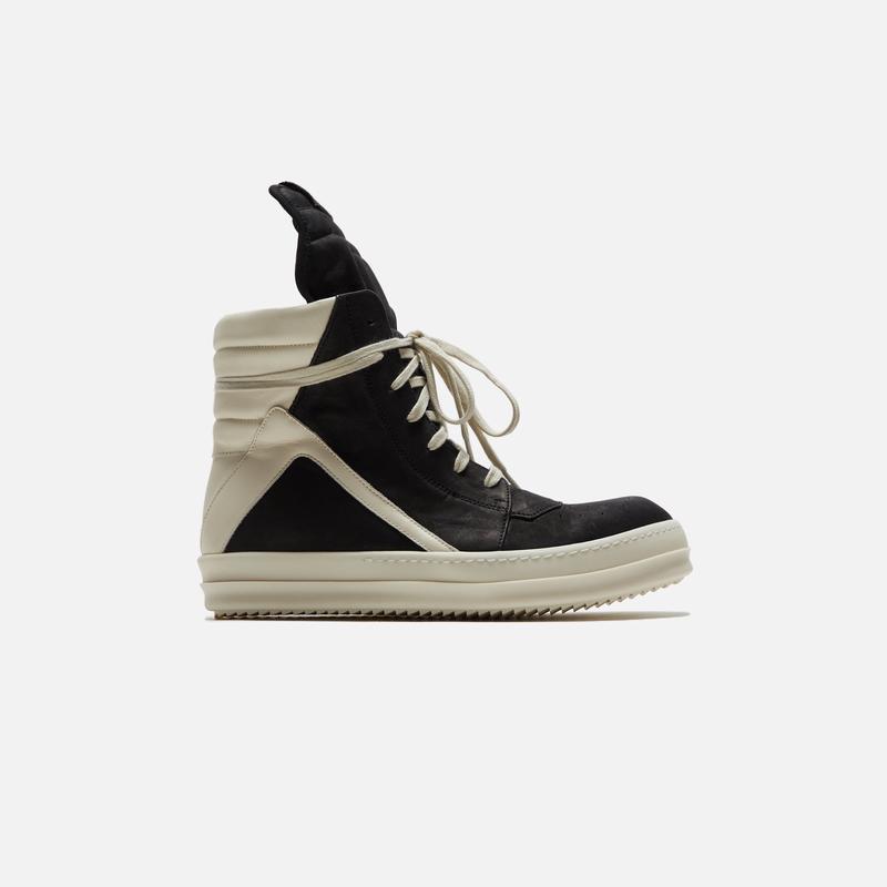 Rick Owens Scarpe Pelle Geobasket  – Black / Milk