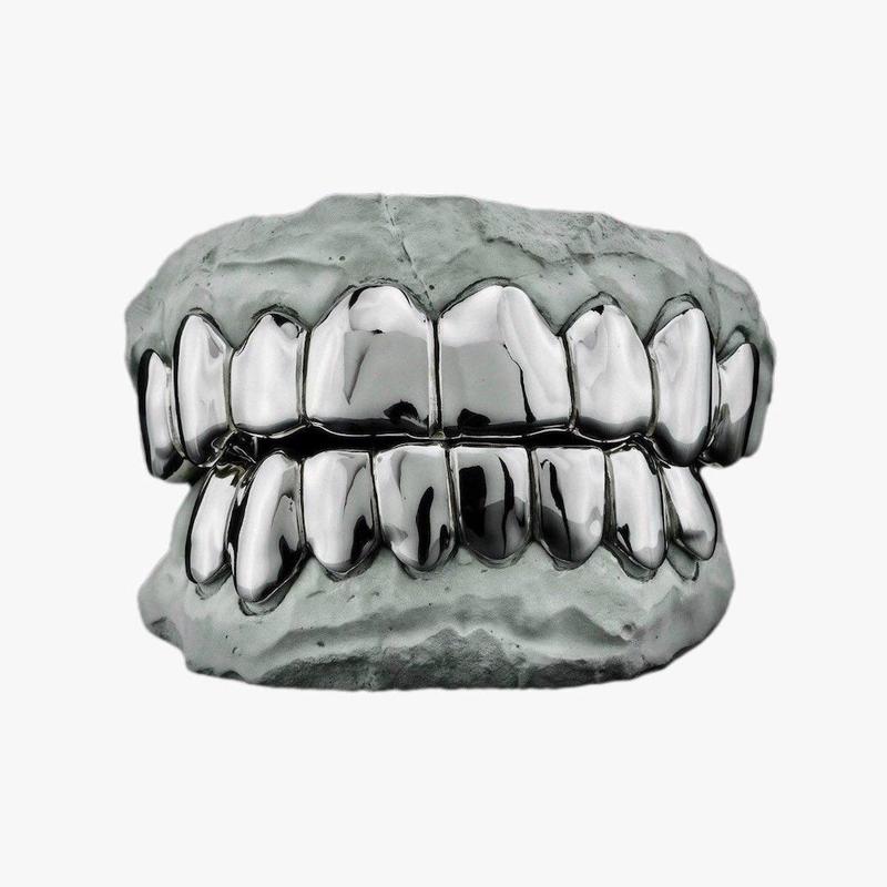 8 on 8 Deep Cut Grillz 14K White Gold