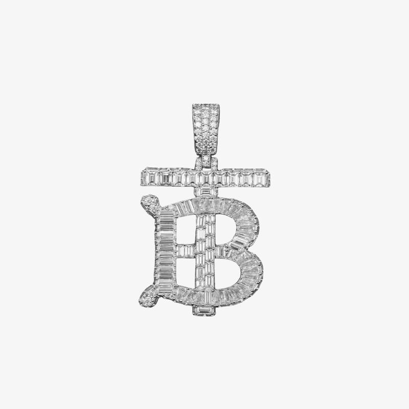 \”BT\” Custom Moissanite Pendant 14K Gold