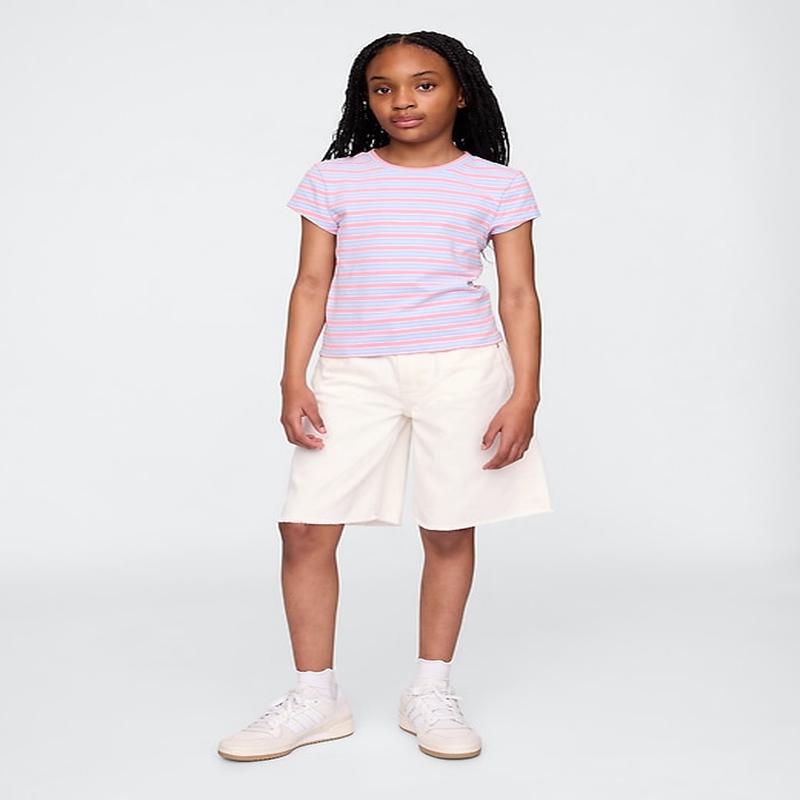 Kids Mid Rise Longline Denim Shorts