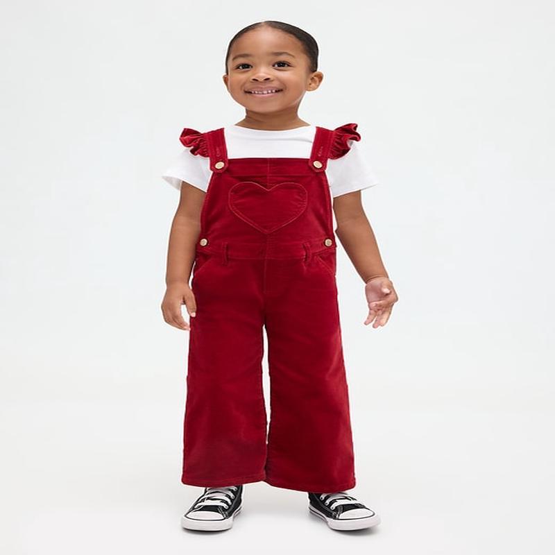 Baby & Toddler Velvet Heart Overalls