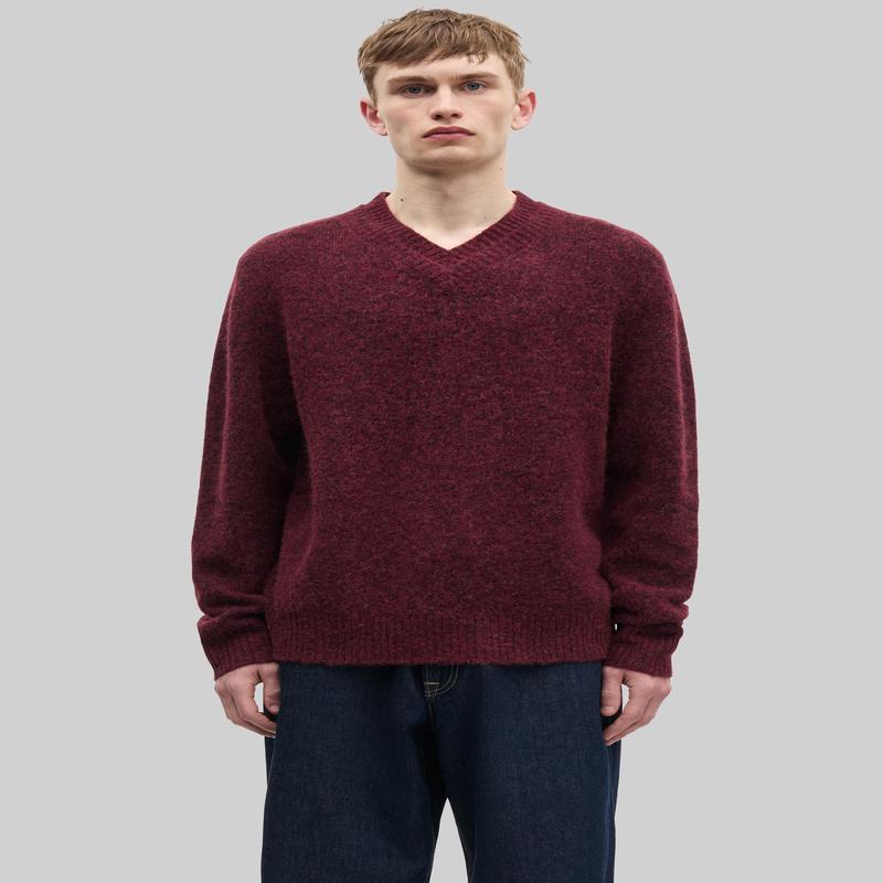 Samse Samse Safloyd V-Neck Sweater - Rum Raisin Melange