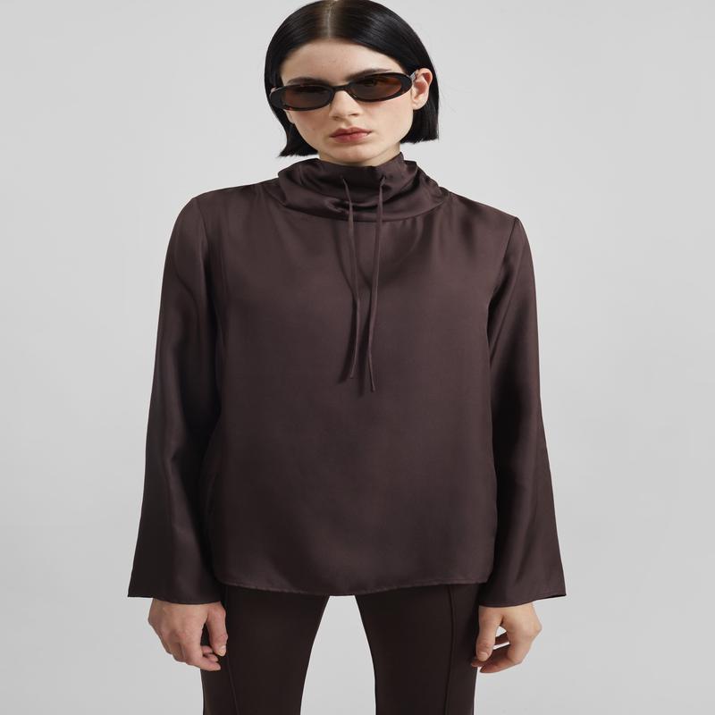 Loulou de Saison Cyna Silk Top – Brown