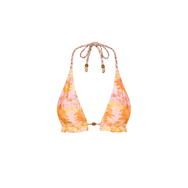 Frill Halter Bralette Bikini Top - Wild Skies