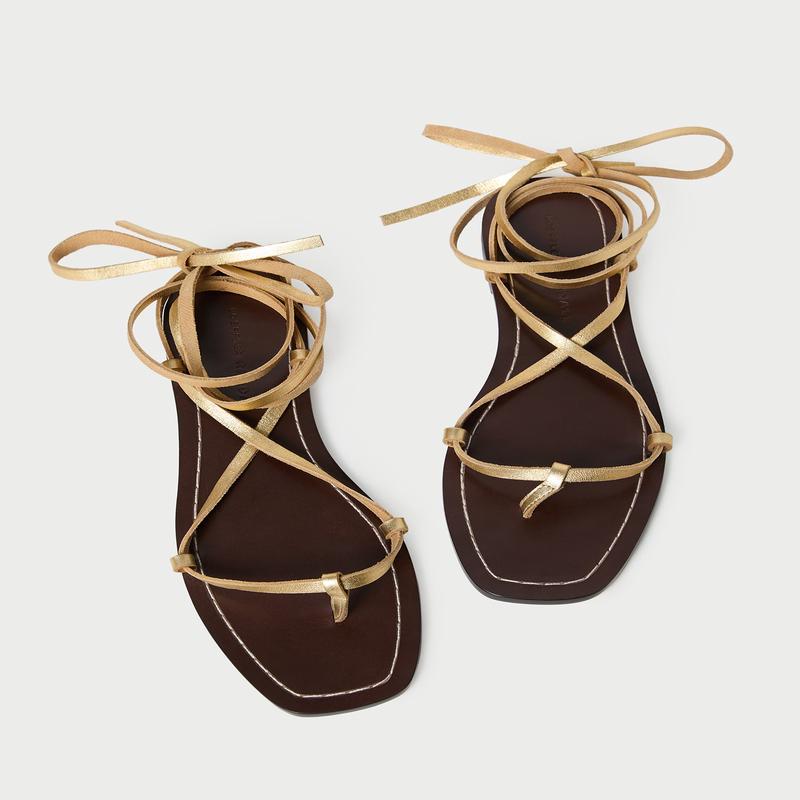 Lianna Gold/Espresso Lace-Up Sandal