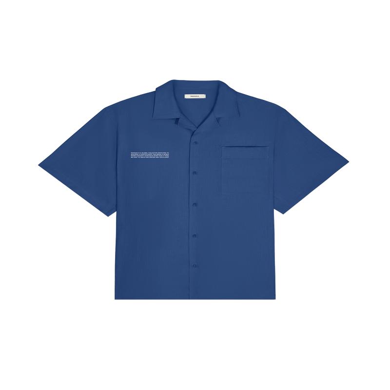 Mens DNA Linen Camp Collar Shirtlapis blue