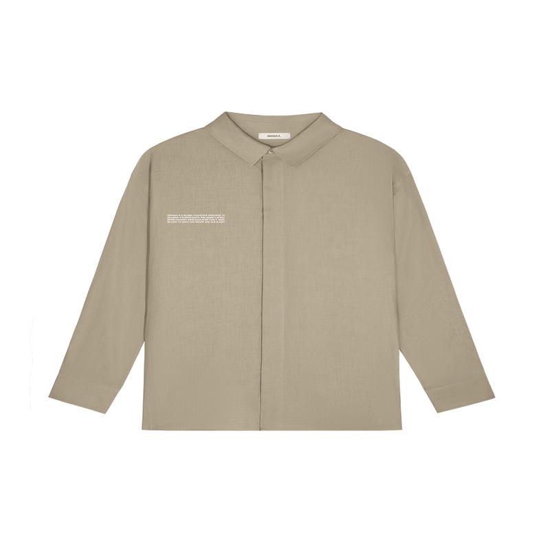 Mens DNA Linen Collared Long Sleeve Shirtcliff beige