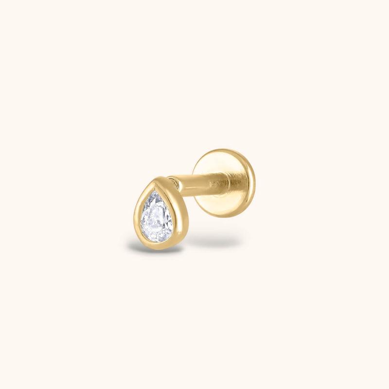 Tiny Dewdrop Threaded Flat Back Earring