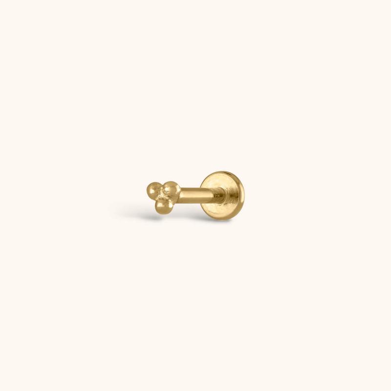 Tiny Trinity Threaded Flat Back Earring