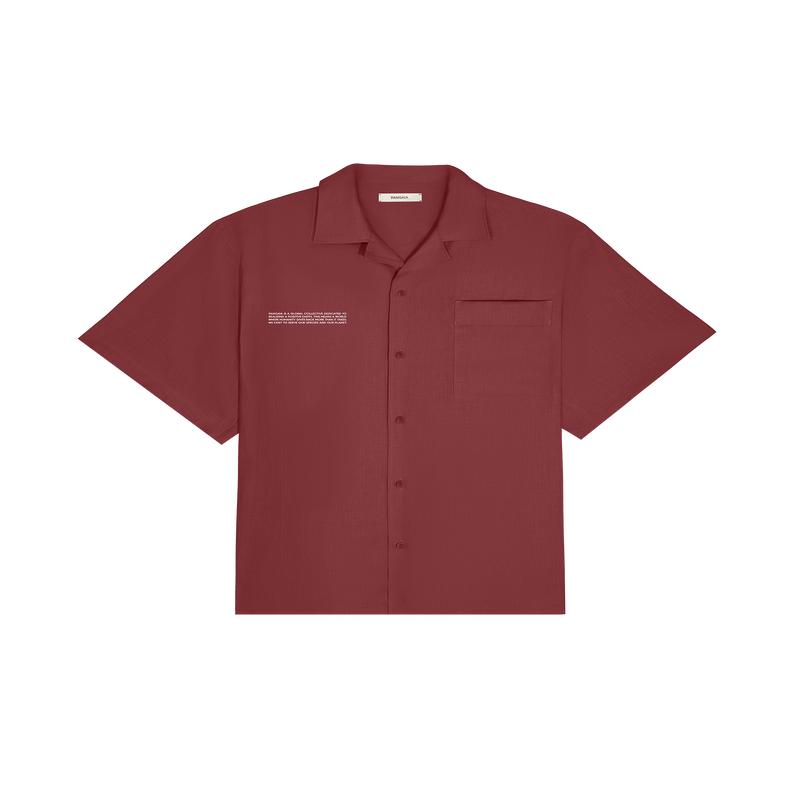 Womens DNA Linen Camp Collar Shirtgarnet red